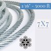 Laureola Industries 1/16" Galvanized Steel Aircraft Wire Rope 7X7 Type, 5000 Ft ZAG116GAL-5000